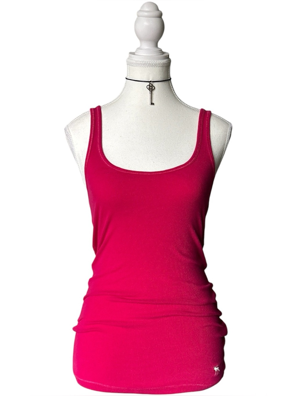 Y2K Coquette “Abercrombie & Fitch” Basic Hot Pink Ribbed Tank Top